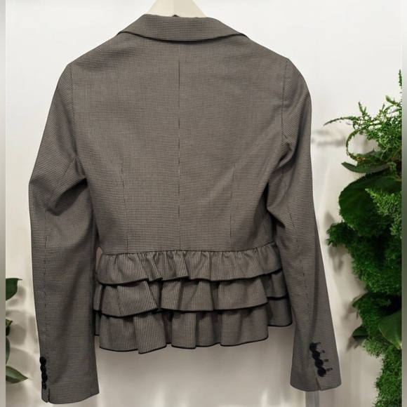 Vintage Tristan Houndstooth Fitted Ruffle Blazer - Picture 2 of 6